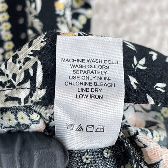 Woman Within Black Floral Print Button-Up Shirt Womens 3/4 Sleeve V-Neck Size 1X - Picture 11 of 15